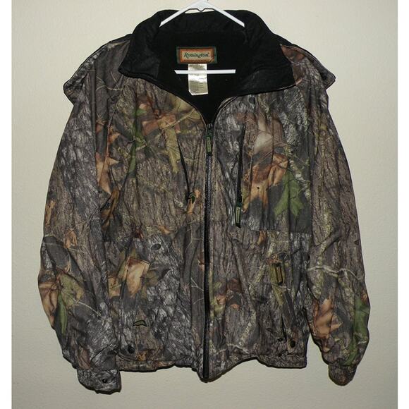 Remington Men’s Large Fleece Lined Insulated Hunting Coat Mossy Oak Camo Hood - Picture 1 of 3